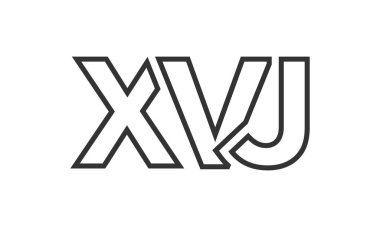 Güçlü ve modern kalın metinli XVJ logo tasarım şablonu. Basit ve minimal tipografi içeren ilk tabanlı vektör logosu. Modayı takip eden şirket kimliği markalar için ideal..