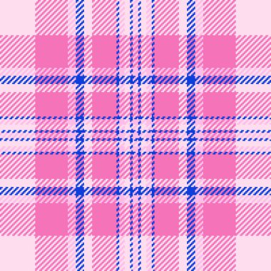 Canlı pembe ve mavi ekose desenli. Tekstil tasarımı, moda, web siteleri veya ambalaj için mükemmel. Bu neşeli, geometrik tekstil neşe ve stili çağrıştırıyor..