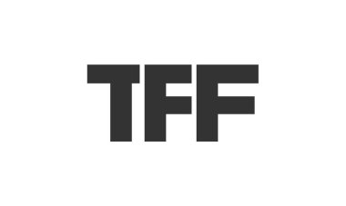 TFF logo tasarım şablonu güçlü ve modern kalın metin ile. Basit ve minimal tipografi içeren ilk tabanlı vektör logosu. Modayı takip eden şirket kimliği markalar için ideal..