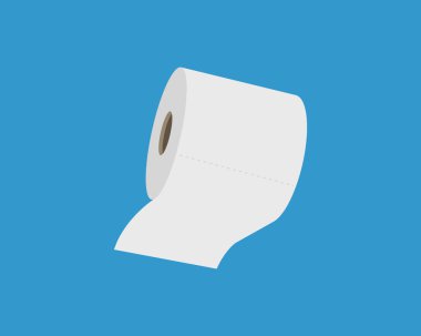 Temiz, minimalist bir illüstrasyon tuvalet kağıdının parlak mavi bir arka planda yuvarlanması. Hijyen, temizlik ya da tazelik için mükemmel..