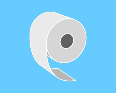 Açık mavi bir arka planda bir rulo kağıdın tertemiz, minimalist çizimi. Tazelik, sadelik, hijyen ve yeni başlangıçlar için mükemmel bir kavram..