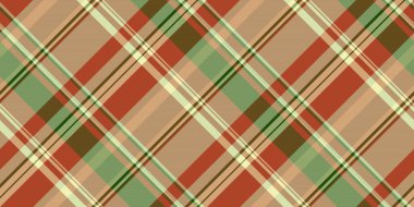 Simetri ekose kontrol vektörü, kadın dikişsiz tartan kumaş. Açık ve kırmızı renk paletinde etek tekstil arkaplan dokusu.