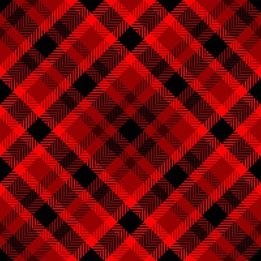 Yoğun kırmızı ve siyah ekose desenli. Moda, web tasarımı veya ambalaj için mükemmel cesur, geometrik bir tekstil tasarımı.