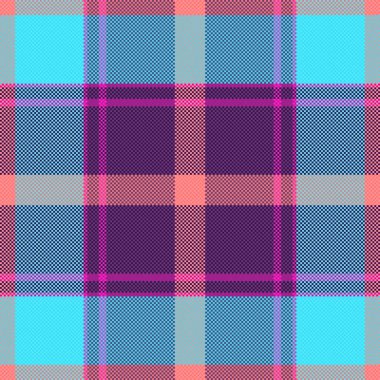 Canlı deniz mavisi, mercan ve mor ekose desenli. Tekstil tasarımı, moda, web siteleri ve markalaşma için mükemmel..