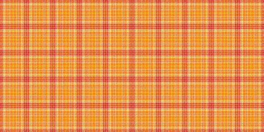 Gingham doku vektör deseni, asfalt kumaştan aşağı. Lüks arka plan kontrolü. Ekoseli turuncu ve sarı renklerde..