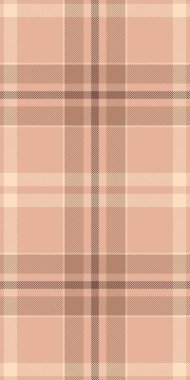 Ekose kumaş vektörünün ortası, tekstil arka plan şablonu. Turuncu ve açık renk paleti ile kadın dikişsiz desen tartan denetimi.