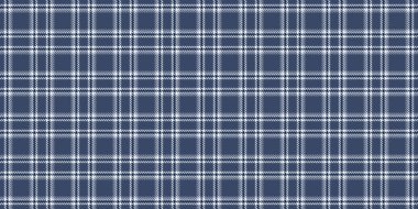 Dikişsiz arka plan tartanı, Aralık tekstil ekose dokusu. Panço mavi ve beyaz renk paletinde desen vektör dokusunu kontrol et.