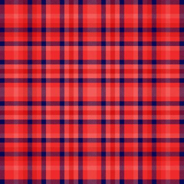 Kırmızı ve mavinin tonlarında canlı bir tartan deseni. Klasik tasarım, arka plan, tekstil ve projelere biraz sıcaklık katmak için idealdir. Görsel olarak çok yönlü çarpıcı.
