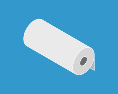Mavi arka planda bir rulo kağıdın Isometric çizimi. Bolluk, potansiyel ya da yeni başlangıçlar için mükemmel bir kavram..