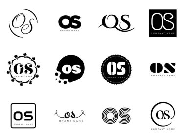 OS logo şirketi şablonu. Mektup O ve Logotype. Tasarım elemanları ile farklı klasik serif harfleri ve modern kalın metin ayarla. İlk yazı tipi tipografisi. Koleksiyon trend iş kimliği.