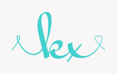 KX 'in ilk düğün monogramı. Kaligrafi vektör illüstrasyonu. Sevgililer Günü posteri, tebrik kartı, fotoğraf albümü, afiş ya da dövme için el yazısıyla yazılmış K ve X aşk logosu tasarımı.