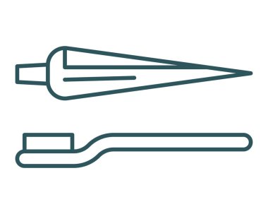 Diş macunu ve diş fırçasının temiz bir simgesi. Ağız temizliğini, sağlığını ve günlük rutinini simgeliyor. Sağlık, sağlık ve diş sağlığı konuları için ideal, minimum tasarım.