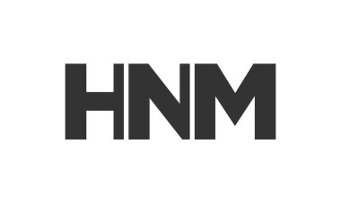 Güçlü ve modern kalın metinlerle HNM logo tasarım şablonu. Basit ve minimal tipografi içeren ilk tabanlı vektör logosu. Modayı takip eden şirket kimliği markalar için ideal..
