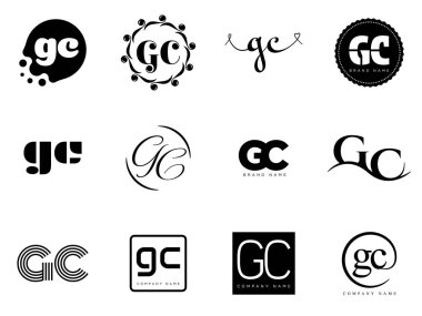 GC logo şirketi şablonu. G ve C harfleri logoti. Tasarım elemanları ile farklı klasik serif harfleri ve modern kalın metin ayarla. İlk yazı tipi tipografisi. Koleksiyon trend iş kimliği.