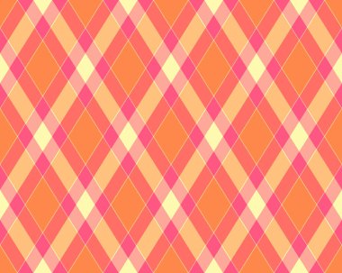 Sıcak mercan, şeftali ve krema içinde canlı çapraz ekoseli desen. Tekstil ürünleri, web sitesi geçmişi ya da neşeli bir yaz tasarımı gerektiren her proje için mükemmel..