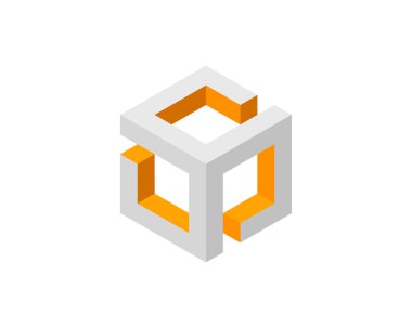 Gri ve turuncu renk şemasını içeren soyut izometrik küp tasarımı. Bağlantı, yenilik veya teknolojiyi temsil eder. Kurumsal markalaşma, sunumlar veya teknikle ilgili içerik için ideal.