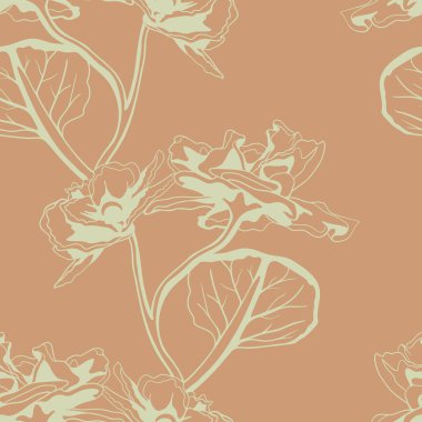 Sessiz toprak tonlarında zarif bir çiçek deseni. İnce çizgili sanat tarzı sakin ve sofistike bir hissi uyandırır..