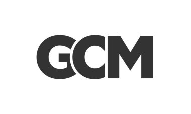 GCM logo tasarım şablonu güçlü ve modern kalın metinlerle. Basit ve minimal tipografi içeren ilk tabanlı vektör logosu. Modayı takip eden şirket kimliği markalar için ideal..