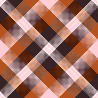 Sıcak kahverengiler ve pembe kremlerle sonbahar ekoseli desenler. Tekstil tasarımı, sonbahar modası, ambalaj kağıdı ya da mevsimlik markalaşma için mükemmel..