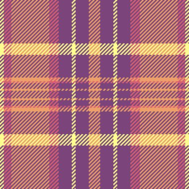 Mor, sarı ve turuncu sıcak renklerde detaylı pikselli ekoseli desen. Geleneksel tasarım, tekstil, arkaplan ve dijital sanat eserleri için uygun.