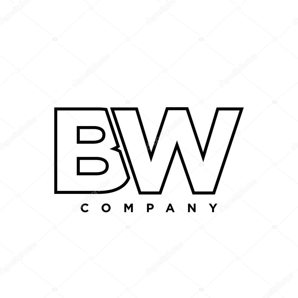 Trendy letter B and W, BW logo design template. Minimal monogram initial based logotype for company identity.