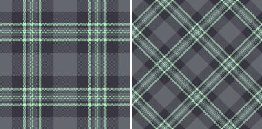 Zarif gri ve nane yeşili ekose desenler. Moda, ev dekorasyonu veya web sitesi geçmişi için mükemmel iki kusursuz tekstil tasarımı..