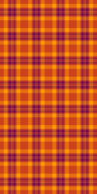 Sevgililer Günü arkaplan tekstil ekoseli, düzgün desenli. Golf vektörü tartan kumaşı turuncu ve kırmızı renk paleti ile kontrol et.