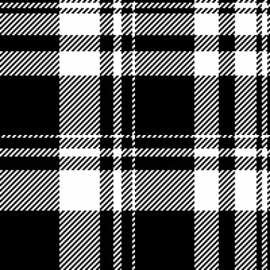 Klasik siyah-beyaz tartan deseni. Sonsuz tekstil tasarımı, arka plan, moda ya da grafik tasarım için mükemmel. Çok yönlü ve şık bir doku..