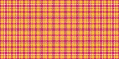 Sıcak tekstil dikişsiz ekose, hasat kontrolü kumaşı. Kehribar ve pembe renk paletinde kumaş dokusu vektör arkaplan deseni.