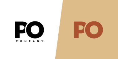 Son moda P ve O harfi, PO logo tasarım şablonu. Şirket kimliği için asgari monogram tabanlı logotype.