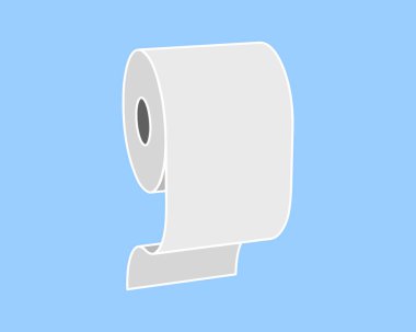 Açık mavi arkaplana karşı bir rulo kağıdın basit bir çizimi. Tazelik, temizlik veya yeni başlangıçlar için mükemmel bir kavram..