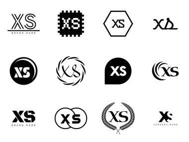 XS logo şirketi şablonu. Harf X ve s logotype. Tasarım elemanları ile farklı klasik serif harfleri ve modern kalın metin ayarla. İlk yazı tipi tipografisi. Koleksiyon trend iş kimliği.