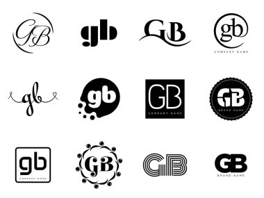 GB logo şirketi şablonu. G ve B harfleri logoti. Tasarım elemanları ile farklı klasik serif harfleri ve modern kalın metin ayarla. İlk yazı tipi tipografisi. Koleksiyon trend iş kimliği.