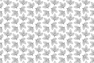 Zarif siyah ve beyaz yaprak deseni. Tekstil tasarımı, duvar kağıdı ya da web sitesi geçmişi için mükemmel.