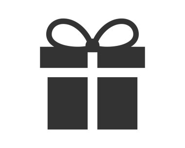 Basit bir hediye ikonu. Kurdeleli bir hediye. Tatil temaları, doğum günleri ve özel günler için mükemmel. Temiz, modern vektör illüstrasyonu.