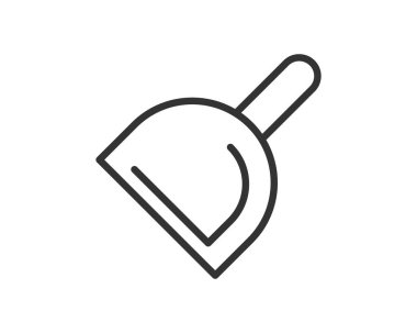 Faraş 'ın minimalist taslak simgesi, temizliği ve organizasyonu sembolize ediyor. Temizlik hizmetleri, DIY projeleri, ev işleri ve genel hijyen temaları için uygun. Vektör grafiği.