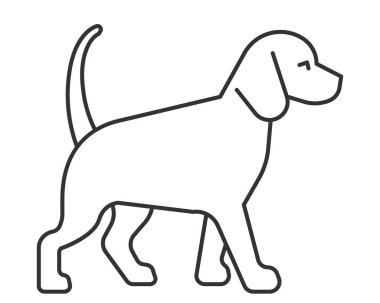 Basit bir köpek çizimi. Logolar, simgeler ya da tasarım için mükemmel. Temiz, minimalist bir estetik lazım. Hayvanları, sadakati, dostluğu, basitliği temsil eder..