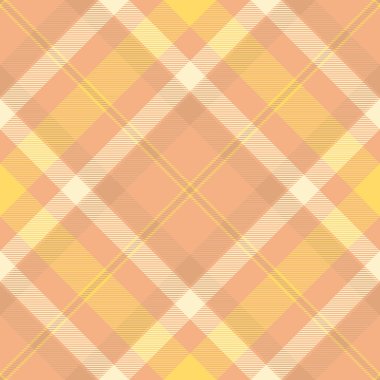 Ilık şeftali sarısı tonlarda kusursuz ekose desenli. Tekstil, moda ve grafik tasarımı için çok yönlü bir arka plan. Klasik, davetkar ve zamansız estetik..