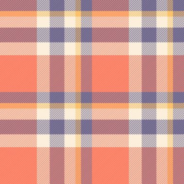 Canlı mercan, mor ve bej rengi ekose desenli. Tekstil tasarımı, giysi, ambalaj kağıdı ya da web sitesi geçmişi için mükemmel..