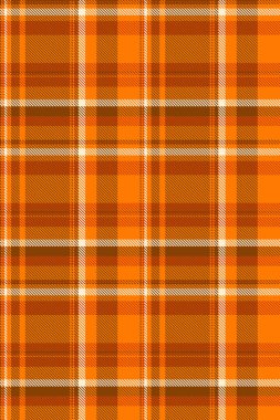 Kumaş arka plan vektörü, sevimli tekstil desenleri pürüzsüz. Folklor ekose kumaş dokusunu turuncu ve parlak renk paletiyle kontrol et.