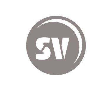 SV spor amblemi ya da takım logosu. Top dükkanı, spor şirketi, eğitim ve kulüp rozeti için S ve V harflerinin kombinasyonu olan top logosu. Vektör illüstrasyonu.