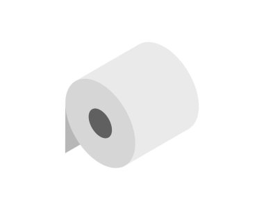 Tuvalet kağıdı rulosunun basit izometrik çizimi. İnternet sitesi simgeleri, uygulama tasarımı veya hijyen, temizlik veya ev ihtiyaçlarıyla ilgili eğitim materyalleri için mükemmel.