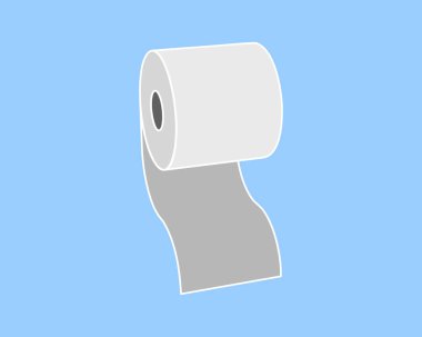 Açık mavi arka planda basit, minimalist bir tuvalet kağıdı rulosu çizimi. İnternet siteleri, uygulamalar ve modern estetik gerektiren sunumlar için mükemmel..