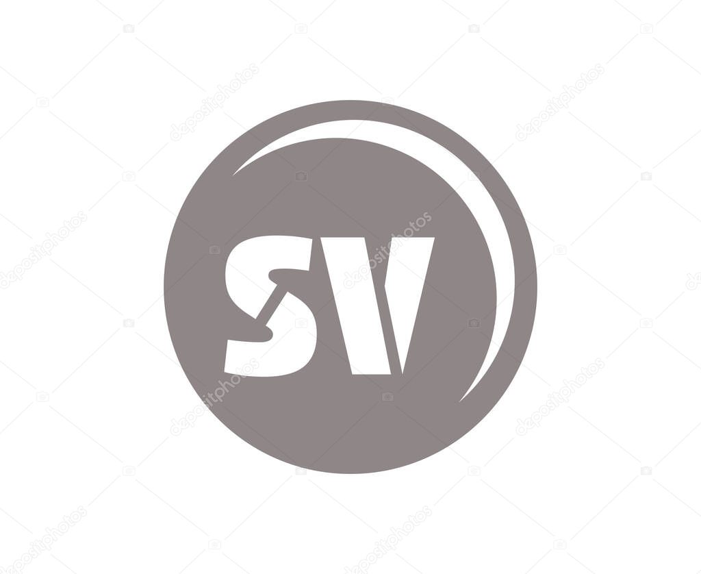 SV sport emblem or team logotype. Ball logo with a combination of Initial letter S and V for balls shop, sports company, training, club badge. Vector illustration.