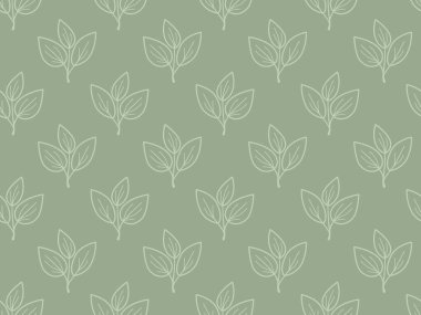 Zarif, yeşil, pürüzsüz desenli, minimalist bir yaprak motifi. Tekstil tasarımı, duvar kağıdı, ambalaj veya web sitesi geçmişi için mükemmel.