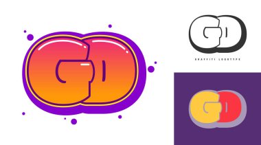 Festival ya da parti için GD logo tasarımı. Graffiti tarzında G ve D harfleri. Yazı tipi tipografisinin yaratıcı modern harfleri. Modayı takip eden logotlar ya da kimlikler. Vektör illüstrasyonu.