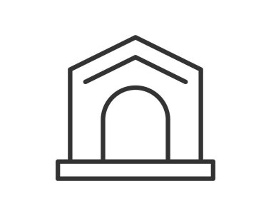 Minimalist simge, korunaklı bir alanı, kemerli bir girişi, korunma, sığınma ya da giriş temalarını temsil ediyor. Web tasarımı, uygulamalar veya mimari kavramlar için mükemmel.