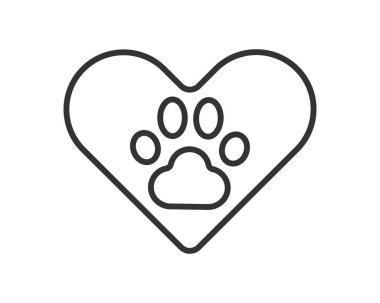 Pençe izli kalp. Hayvan bakımı ya da hayvan refahı kavramı. Sevgiyi, sevgiyi ve evcil hayvanları korumayı simgeler. Veterinerlik, kurtarma veya evlat edinme tasarımları için kullan.