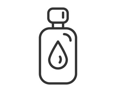 Sıvı dağıtıcının minimalist çizgisi. Sağlık, güzellik ya da hijyeni temsil eder. Web tasarımı, simgeler ve sağlıkla ilgili grafikler için çok yönlü. Temiz, basit, modern..