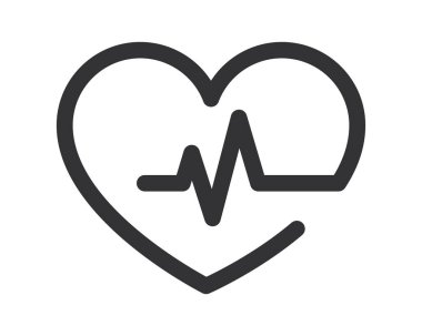 Nabız çizgisi olan minimalist kalp ikonu. Sağlık, zindelik ve tıbbi bakımı temsil ediyor. Sağlık siteleri, uygulamalar ve bilgi grafikleri için mükemmel..